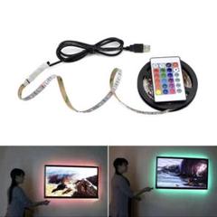 USB電源 LEDライトテープ3m リモコン電池付き