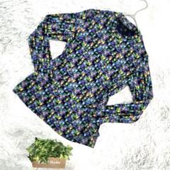 良品❗️【LINA PIERO】総柄ニットシャツ (M~L)マルチカラー