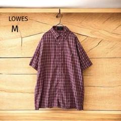 【LOWES】 シャツ （M） チェック柄 レッド 半袖 古着 ゆったりデザイン