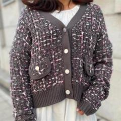 新品 TREFLE+1 ツイードカーディガン ショート丈 上品 お洒落 可愛い