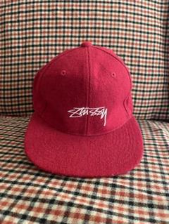 ストューシー　　赤キャップ stussy ステューシー ショーンフォト 刺繍ロゴ ワインレッド