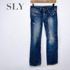 f240【SLY】ストレートデニム　ダメージ加工　コットン（24）