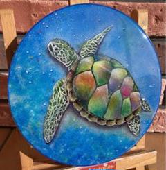 幸せを運ぶ海の守神　ホヌ　絵画　レジンアート　海　沖縄　ハワイ　原画　海亀宮古島 幸せを運ぶ海の守神 ホヌ 絵画 レジンアート 海 沖縄 ハワイ