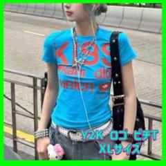 Y2K ロゴ ピチT グランジ 平成ギャル KISS 英字Tシャツ　XLサイズ