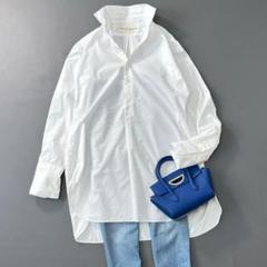 ザシンゾーン ロングシャツ 長袖 プルオーバー ゆったりサイズ 白 rp2