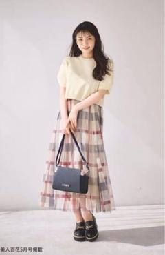 完売　新品タグ付【美人百花コラボ】クレストブリッジチェックチュールワンピース 美人百花コラボ】クレストブリッジチェックチュールニット