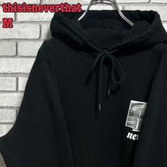 thisisneverthat☆プルオーバーパーカー バッグプリント 黒 M