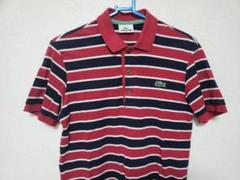 LACOSTE 赤ネイビー ストライプ ポロシャツ サイズ3