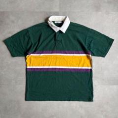 古着 90s ラガー シャツ 短丈 ボーダー ポロ シャツ　cityboy