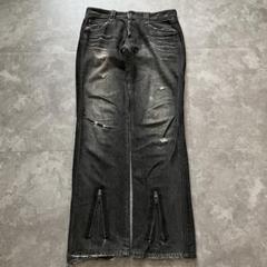 PRIGS hem zip gimmick black denim Y2K