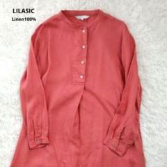 リラシクꕤリネン 麻100％スキッパー チュニックワンピース 体系カバー M美品