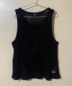 24SS Stussy Cotton Big Mesh Tank BLACK