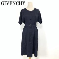 LA6355 ジバンシー シルク 半袖シャツワンピース ネイビー 10