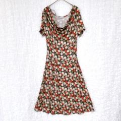 2733 BHATTI Paris 半袖ワンピース　ドット柄　ドレープ　綿混　夏