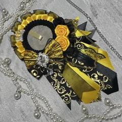【 No.5 黄 × 黒 】色違い◎ 痛ロゼット ハンドメイド