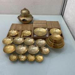 黄綬褒章記念品　金属製急須セット・黄金茶釜２４KGP インテリア置物飾物 美品 黄綬褒章記念品 金属製急須セット・黄金茶釜24KGP インテリア