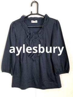 aylesbury フリル付きネイビー五分袖シャ　東京スタイル　上品　清楚　美品