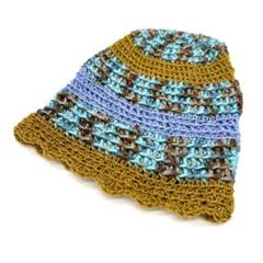 US買付 ハンドメイド ラメ スパンコール ニット キャップ ゴールド ブルー