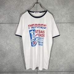 ヴィンテージ 半袖 リンガーTシャツ ステーキプリント シェフ アメリカン 白