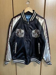 ヴィンテージ リバーシブルスカジャン 黒豹 鷲 龍 サテン ベロア 和柄 古着 imgrc0129638707.jpg