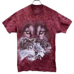 ザマウンテン　メンズ半袖Tシャツ　赤色　M　アニマル柄　綿１００％【4180】