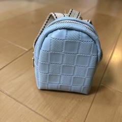 水色 チェック柄 ゴルフボールケース　ハンドメイド