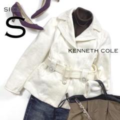 KENNETH COLEケネスコール コットン混ベルト付きシングルピーコートS白