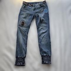 希少 大きいサイズ デシグアル サルエルデニムパンツ パッチ刺繍ダメージ加工32 楽天市場】ジョガーパンツ デニムパンツ レディース ストレッチ