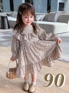 女の子　ワンピース　90 小花柄　フリル　可愛い