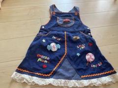 メゾピアノ　ワンピース　レトロ　レア　スイーツ刺繍デニムジャンバースカート