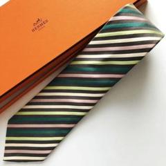 HERMES ネクタイ ストライプ柄 グレー