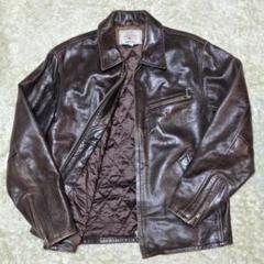 美品✨M AVIREX カウレザージャケット シングルライダース 本革 茶 襟 美品✨M AVIREX カウレザージャケット シングルライダース 本革