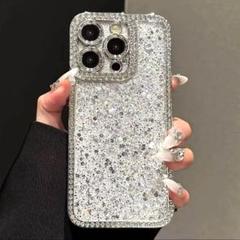iPhone16proケース シルバー 携帯カバー キラキラ グリッター
