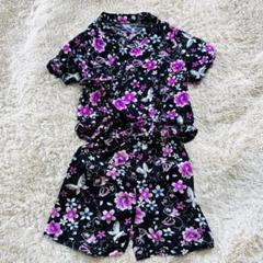 美品　Disneyディズニー　ミニー　120サイズ　甚平　花柄　黒　ガール夏祭り