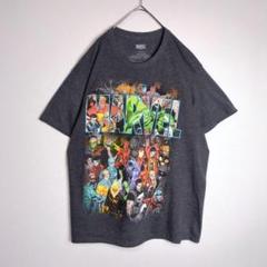 Tシャツ (L) マーベル プリント ビッグシルエット ゆるダボ グレー系 古着