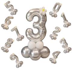 ☘️ 数字バルーン 誕生日 飾り付け 数字 32インチ 12点 シルバー 3
