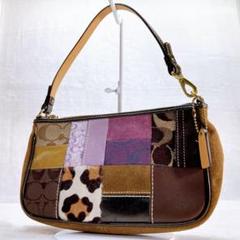 ✨美品✨COACH コーチ アクセサリーポーチ ハラコ パッチワーク