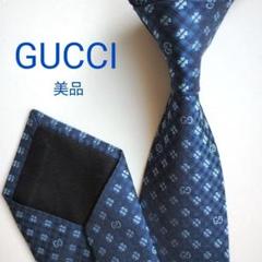 【美品】グッチ ネクタイ ネイビー GG柄 クローバー ビー 現行タグ 高級