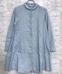PAR ICI ナチュラル 古着 麻混 デニム シャンブレーシャツワンピース