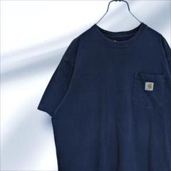 カーハートCarhartt ワークTシャツ K87 L 紺 USA企画