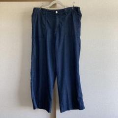 ＬＬサイズ ネイビー ワイドパンツ ゴムウエスト