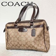 美品✨COACHコーチハンドバッグトートバッグブラウン茶シグネチャー総柄