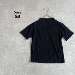 a1397＊Dazy 半袖ブラウス　黒【M】総柄　シンプル　綺麗め
