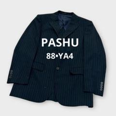 ＊PASHU＊スーツ 背広 ビジネス ストライプ 黒×グレー 88•YA4