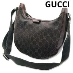 【良品】　GUCCI　グッチ　ショルダーバッグ　ジャガード　三日月　レザーのサムネイル