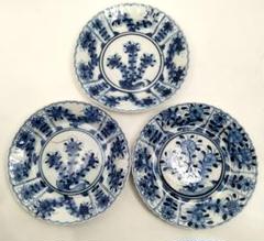 W179-2 清朝期 古染付青花画 小皿 小鉢 在銘 康熈年製 3枚セット　I W179-2 清朝期 古染付青花画 小皿 小鉢 在銘 康熈年製 3枚セット