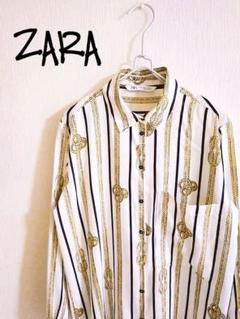 D221836 ZARA 総柄 ストライプシャツ