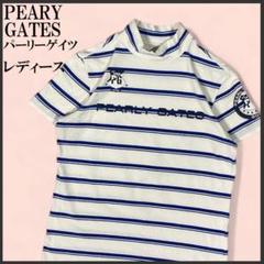 パーリーゲイツ 半袖 ハイネック Tシャツ ボーダー 1 ゴルフ ホワイト