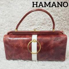 HAMANO 傅濱野 ゴールド金具デザインハンドバッグ プッシュオープン 美品 HAMANO 傅濱野 ゴールド金具デザインハンドバッグ プッシュ