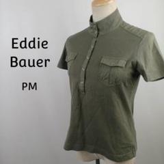 Eddie Bauer　半袖　ミリタリーシャツ　PM　カーキ　スナップボタン